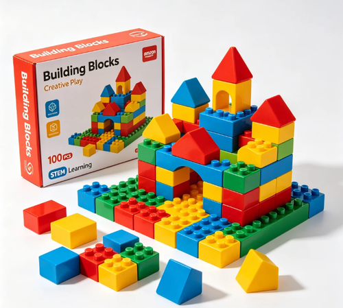 Kids Building Blocks Set, 100 PCS STEM Educational Construction Toy, Creative Learning Bricks for Boys & Girls Ages 3-8, Safe ABS Plastic Gift